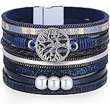 MUERDOU Inspirational Tree of Life Leather Bracelets for Women Cross Boho Jewelry Wristbands Wrap Bracelets Gifts for Women