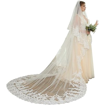 Amazon.co.jp: misakinoyaウエディングベール ロングベール 花嫁ベール