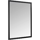 Amazonベーシック 壁用ミラー 長方形 ブラック 標準トリム 76×102cm