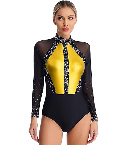 Amazon.co.jp: Alvivi ロングスリーブ ダンス レオタード 全身タイツ