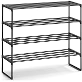 SONGMICS 4-Tier Shoe Rack 20 Pairs Metal Shoe Tower Shelf Storage Organizer Cabinet 35.6 x 11.9 x 33.3 Inches Black ULSA14BK