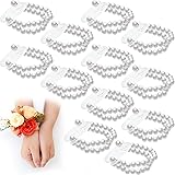 12 Pieces Elastic Pearl Wristband Wristlet Corsage Accessory Stretch Pearl Wedding Wrist DIY Decor Accessory Corsage Pearl Be