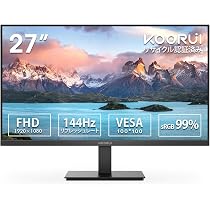 Amazon.co.jp: KOORUI モニター 27インチ 144Hz フルhd 液晶