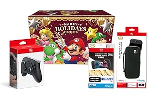 【スーパーマリオ ホリデーギフトプレゼントボックス入り】【任天堂純正品】Nintendo Switch 2 Proコントローラー + 【任天堂ライセンス商品】Nintendo Switch 2 専用液晶保護フィルム 衝撃吸収 + 【任天堂ライセンス商