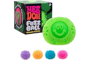 NeeDoh Fuzz Ball Flower Power - Ultra-Soft Squishy Stress Ball with Velvet Texture & Groovy Flower Design, Assorted Colours, Fun Sensory Fidget Toy for Kids & Adults