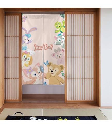 Amazon｜水森亜土 絵 (5) のれん 仕切り 目隠し 遮光 断熱 防寒