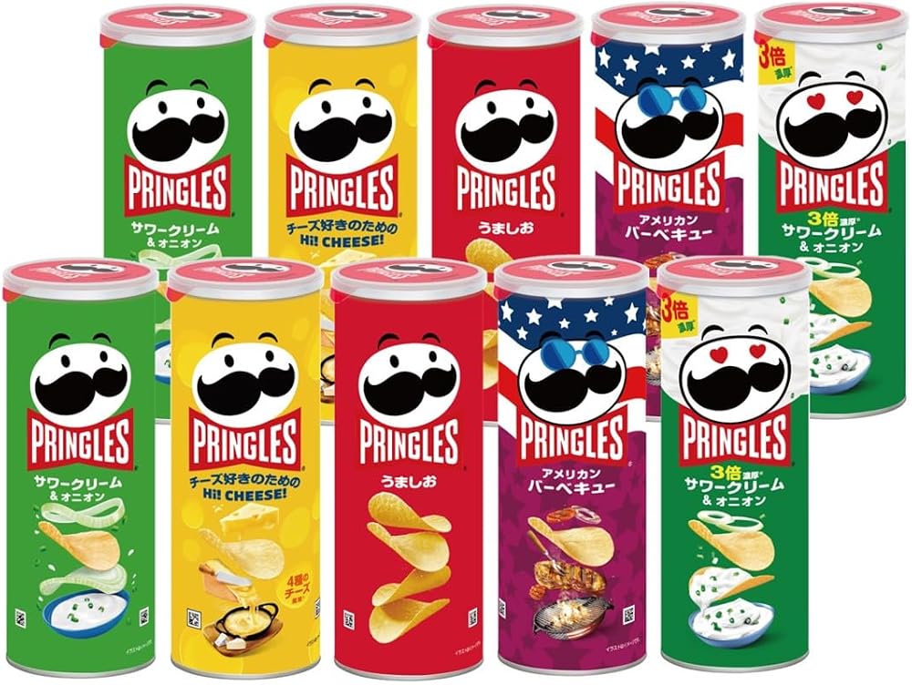 ケロッグ プリングルズ M缶 5種*2本アソートセット (サワークリーム&オニオン・Hi! CHEESE!・うましお、アメリカンバーベキュー、３倍濃厚サワークリーム＆オニオン) ※時期によりセット内容に変更あり 5個 (x 2)