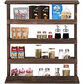Medla Kitchen Shelf for Wall: Floating Shelf Wall Mounted Wooden Wall Shelf | 4 Tier Spice Rack Flamed Organizer Spice Shelf 