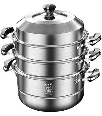 Amazon｜Sariny蒸鍋 蒸し器304 ステンレス鋼の蒸し器 大容量蒸し鍋 蓋