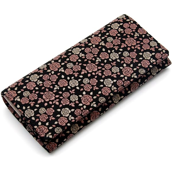 Amazon | [印傳屋] 印伝 長財布 束入S 大容量 鹿革 黒地×ピンク漆