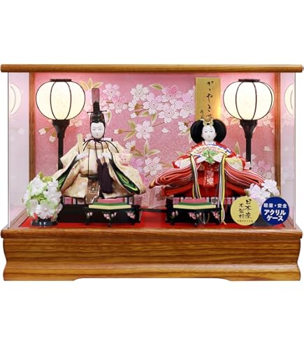 Amazon | 雛人形 ひな人形 五人ケース飾り ケース飾り 黒塗ガラス
