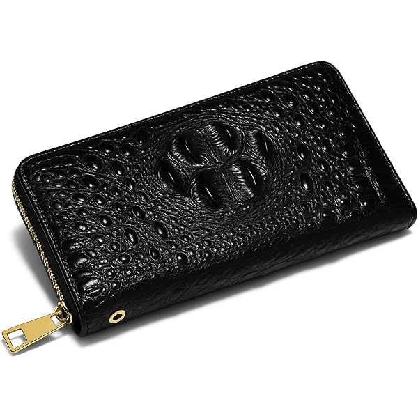 Amazon | 特価!!!!クロコダイル ワニ革 本革 ラウンドファスナー長財布 
