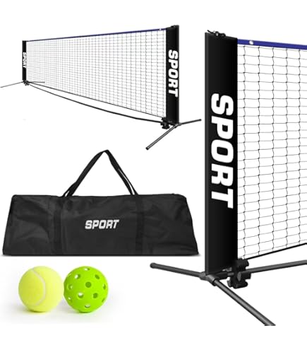 SONGMICS 5 m badmintonnet, tennisnet, in hoogte verstelbaar, set