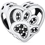 BFF Pet Animal Lover Best Friend Puppy Kitten Heart Shape Cat Dog Paw Print Square Cube Charm Bead For Women Teen .925 Silver