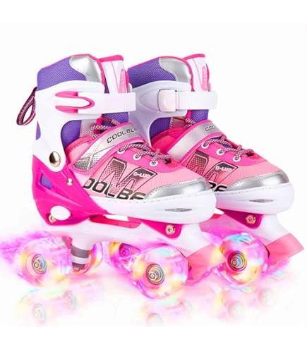 Barbie Roller Skates for Girls - Adjustable Sizes 12-2, Glitter Wheels, ABEC 5 Bearings - Durable PVC Material, Foam Shoe Lining - Perfect for Active Fun and Adventures, Size 3-6