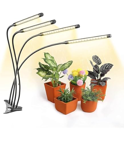 Amazon.co.jp: LED植物育成ライト スタンド付き4ヘッドプラントライト