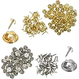 クラシップ 蝶タック バタフライ型留め具 ピンズ ピンバッジ金具 貼付用 60組セット (ゴールド+シルバー各30個)