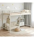 Amazon｜【高さ140cm】ロフトベッド シングル パイプベッド ミドル