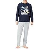 Amazon Disney パジャマセット ドナルド 紳士 ダンボール 長袖 パジャマ 上下セット ルームウェア l メンズ ネイビー L パジャマ 通販