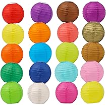 Amazon.co.jp: 夏祭り 装飾 提灯 30色30個セット直径20cm 紙