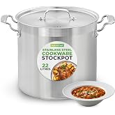 NutriChef Stainless Steel Stock Pot 22L with Lid, Extra Large Cooking Soup Pot, Heavy Duty Induction Stockpot for Commercial