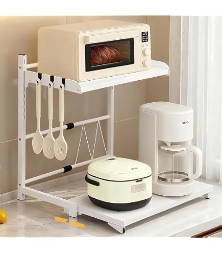 Amazon.co.jp: CZLZY レンジ上ラック - 2段電子レンジラック 炊飯器