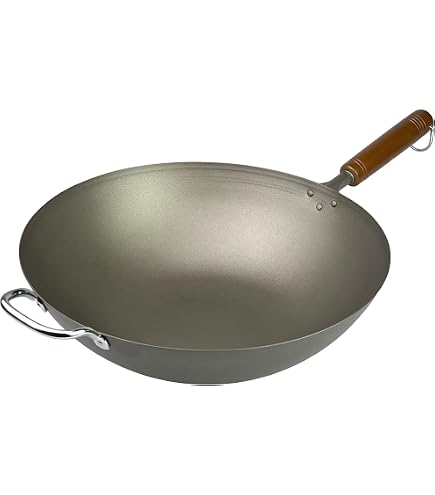 Amazon｜長谷元 純チタン 木柄いため鍋 28cm 本体:チタン 柄:木 日本