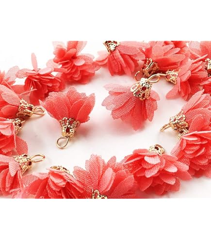 Amazon.co.jp: ファイニエ フラワー タッセル ピンク 20個 全長約25mm  