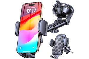 Car Phone Holder【Upgraded Strongest Suction】 3-in-1 Car Phone Mount Universal Mobile Phone Holder for Car Dashboard Windshield Vent【360° Adjustable】 Car Accessories for iPhone Antitheft Accessories
