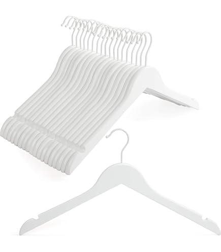 Amazon.co.jp: TOPIA HANGER ホワイト木製コートハンガー 6個パック