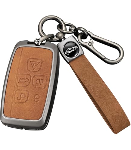 Ontto Leather Key Fob Cover Keyring For Defender Discovery Sport