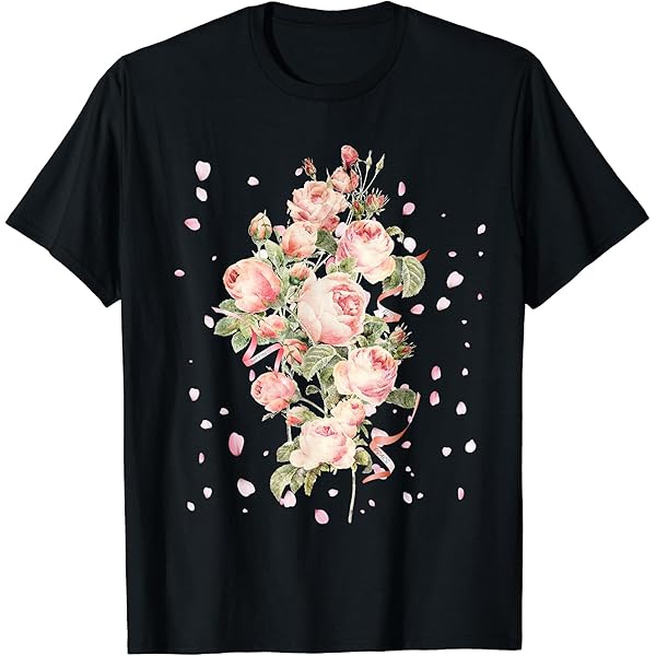 Amazon | ヴィンテージ 薔薇 花 花 イラスト 花 Tシャツ | Tシャツ