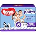 Huggies Ultra Dry Nappy Pants Boys Size 5 (12-17kg) 108 Count (2 x 54 Pack) - Packaging May Vary