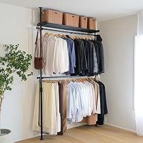 新品　山善頑丈突っ張り伸縮ラック　ハンガーポール付き Amazon｜山善(YAMAZEN) 突っ張り ハンガーラック ポールハンガー