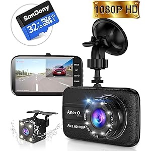 【令和2020年最新版】 ドライブレコーダー 前後カメラ 32GB SDカード付き 1080PフルHD高画質 1800万画素 170度広角視野 4インチ大画面 緊急録画 WDR搭載 LED信号機対策 防犯カメラ 駐車監視 動体検知 G-sensor機能 スーパーナイトビジョン ループ録画 操作簡単 高速起動 高温保護 (ブラック)