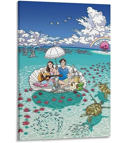 Amazon.co.jp: わたせせいぞう アートポスター（オフセット）「虹色の