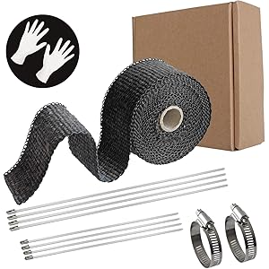 耐熱布自動車やバイクのマフラー高品質グラスファイバー製耐熱1600℃サーモバンテージ 結束バンド付 (5CM*5M)