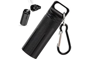 携帯灰皿 完全防水 ピルケース カラビナ付き 耐湿防圧 アルミ 小物いれ 携帯型 (ブラック)