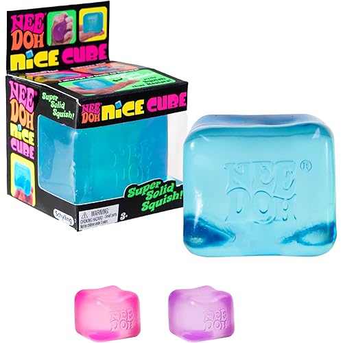 NeeDoh Nice Cube - Sensory Squishy Fidget Toy, Stress Relief, Soft & Firm Feel, Returns to Square Shape, Assorted Colours