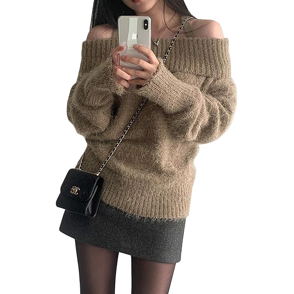 Amazon | [ZYOOFOV] オフショルダー セーター レディース 長袖 ゆめ