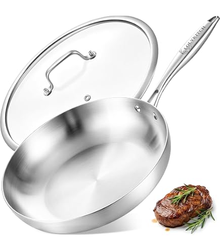 Amazon | Jazpin 316ステンレス鋼 フライパン 30cm 蓋付き - 7層複合底