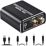 NMEPLAD 192KHz 光デジタルケーブル 変換,デジタル(光＆同軸)→アナログ(RCA) オーディオ変換器, NMEPLAD DAC オーディオコンバーター,トスリンク光 同軸デジタル信号入力 RCAアナログ&3.5mmミニジャック出力 PS