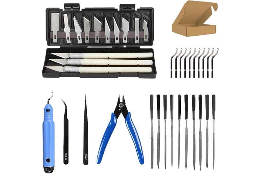 3D Printer Accessories,Professional 3D Printing Supplies Set of 38 | 3D Print Cleaning Tools with Tweezer, Deburring Tool, Pl