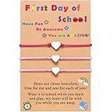 UNGENT THEM Back to School Mother Daughter Bracelets Matcing Heart Charm Wish Bracelets First day of School Gifts for Girls B