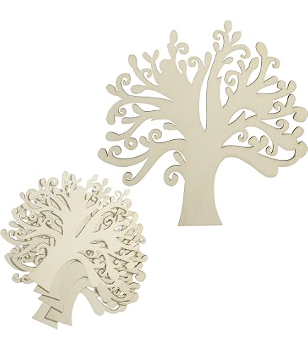 Summer-Ray 24 Holz-Laserausschnitte 'Baum Des Lebens' – DIY Deko Zum Aufhängen, 3 Designs, Für Handwerk & Dekoration