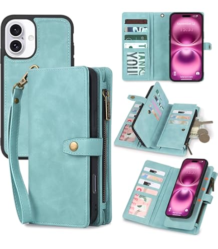 Case For IPhone 16 Pro Wallet Phone Case With Ring Stand & Adjustable Crossbody Strap, Stylish Multi-Funtional Accordion Style Flip Case With Card Slots For Women Girls, Purple - Walmart Supplies
