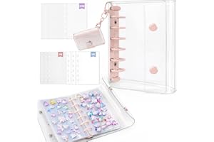 シール帳 a7 透明 クリア バインダー 大容量 シールちょう帳 はがせる 女の子 ミニ 手帳 推し活 シール 写真 収納, 大人向け 透明しーる帳（ピンク）