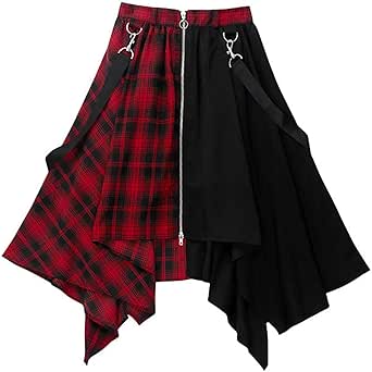 Amazon 韓国 ファッション レディース チェック スカート 原宿系 プリーツスカート 膝上 ハイウエスト 地雷系 服 重ね着 着痩せ 大きいサイズ イン ナー付き スカート 通販