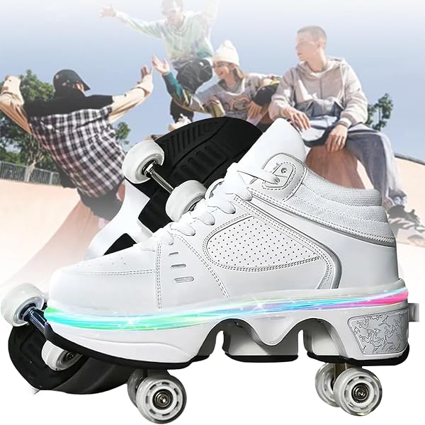 Retractable Roller Skates 2 in 1 Double-Row Transformation Multi-Functional 4-Wheel Shoes, Invisible Roller Skates Unisex Transformation Roller Skates Adult and Children Roller Skates Athletic Shoes - 1