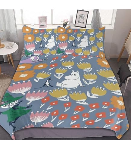 yumi ムーミンマイクロファイバー布団カバー3点セット 和式シングル